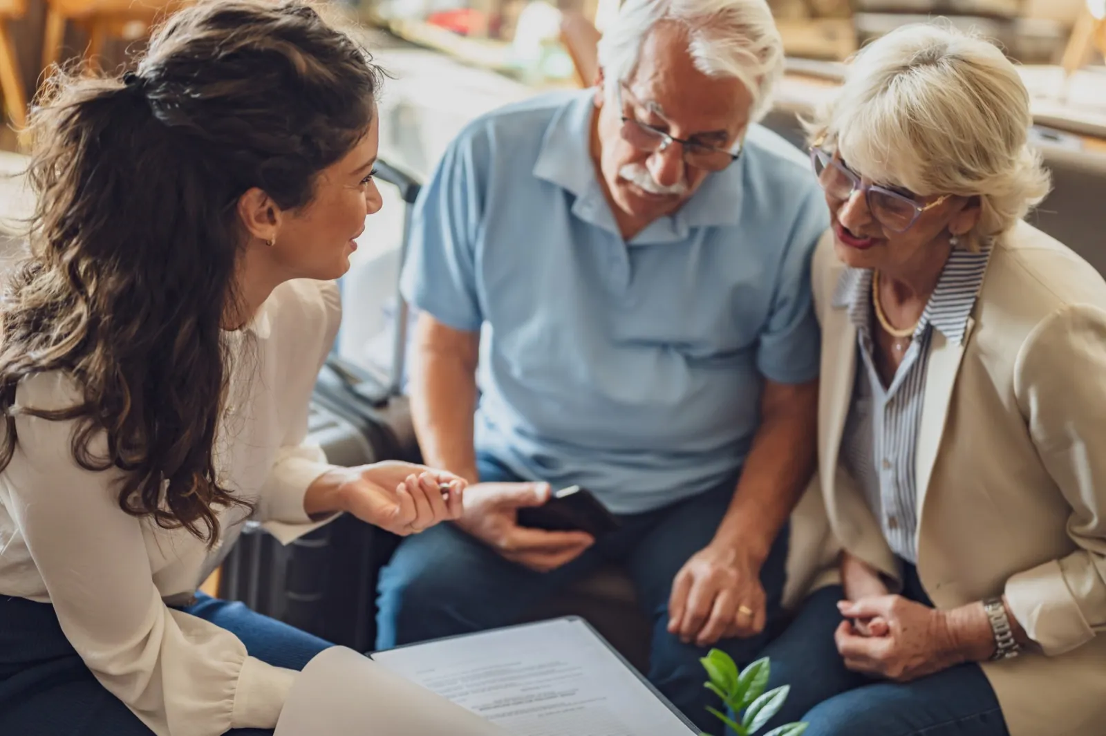 Family office advisor reviewing household and document needs with a client couple